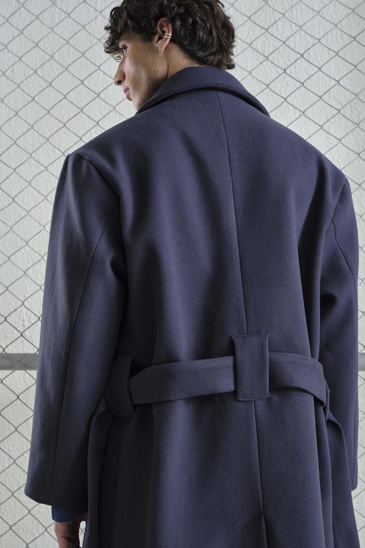 KEMERLİ KAŞE LACİVERT KABAN