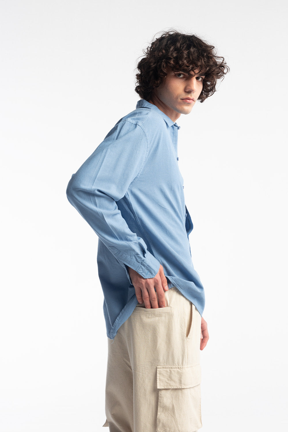 KETEN GÖMLEK - MAVİ M