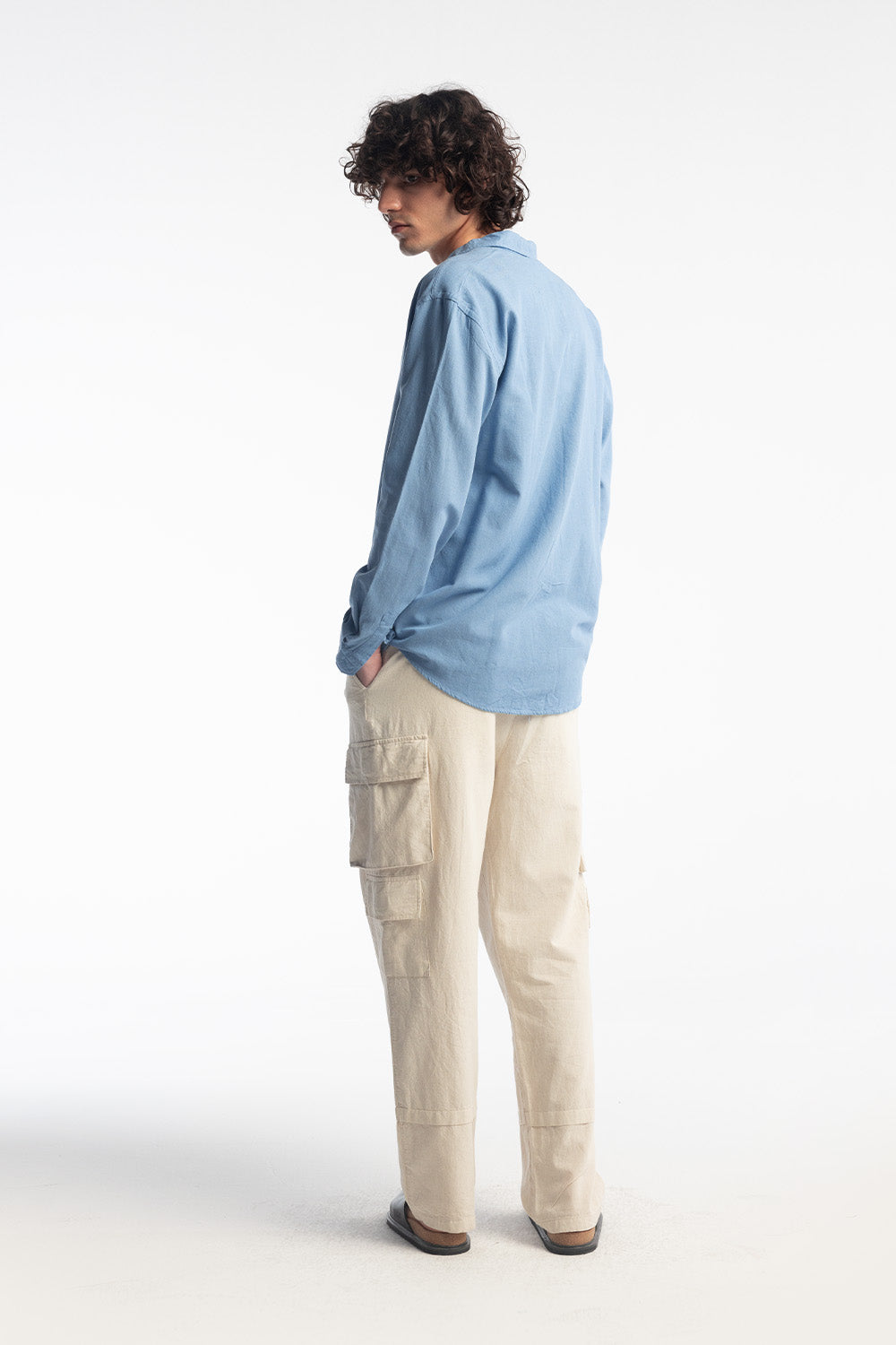 KETEN GÖMLEK - MAVİ XL