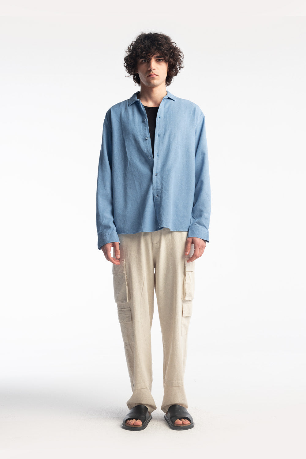 KETEN GÖMLEK - MAVİ L