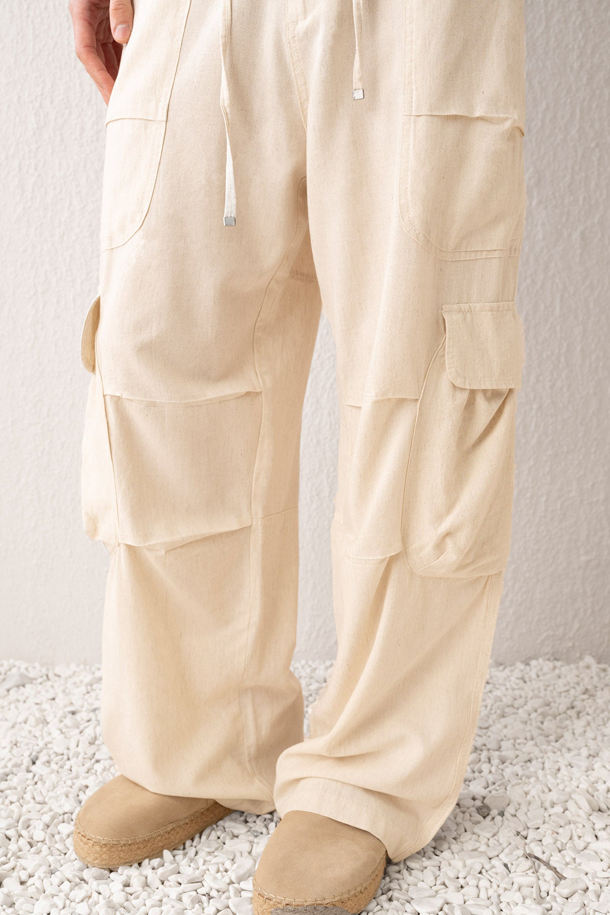 KETEN KARGO BEJ PANTOLON - BEJ S