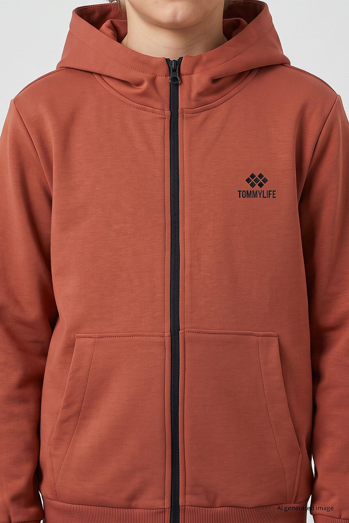 Kiremit Standart Kalıp Basic Erkek Çocuk Sweatshirt - 11336