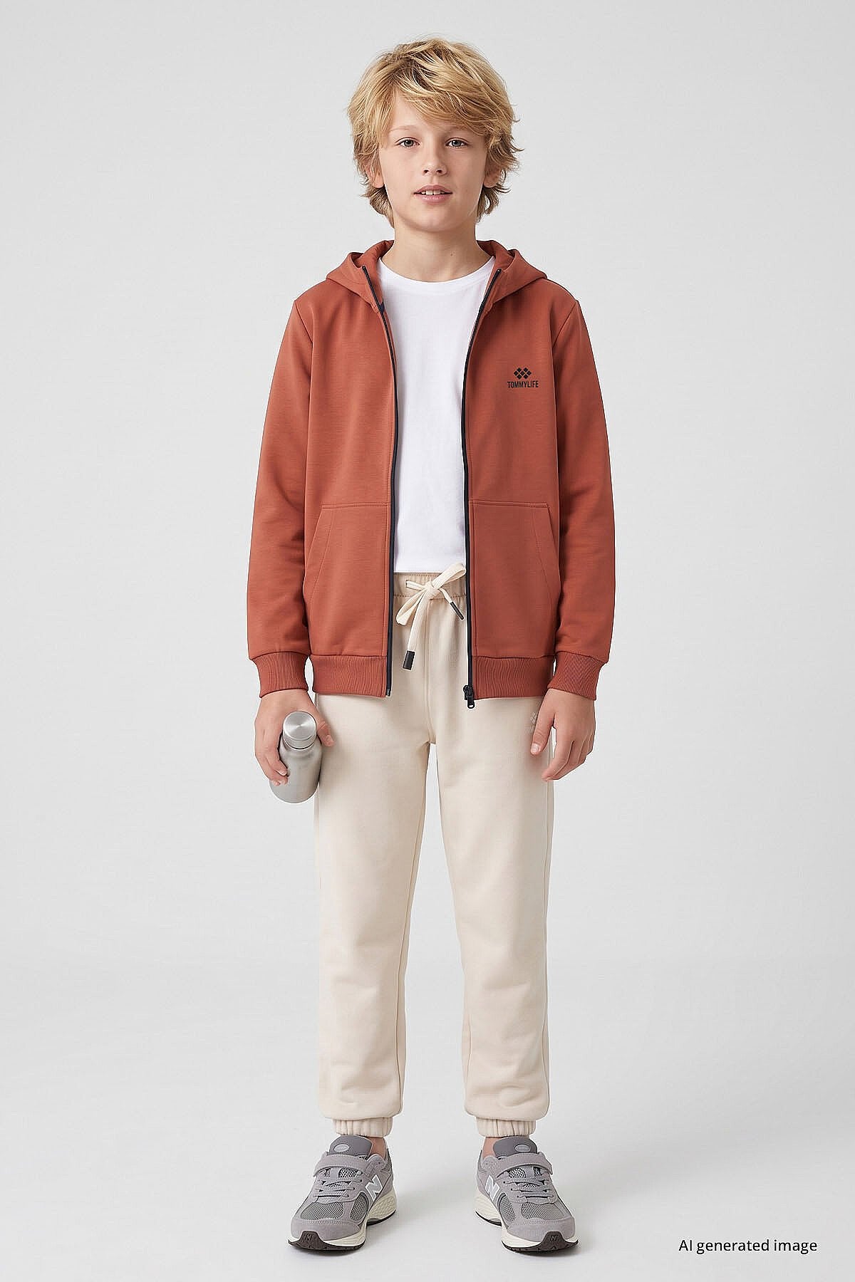 Kiremit Standart Kalıp Basic Erkek Çocuk Sweatshirt - 11336