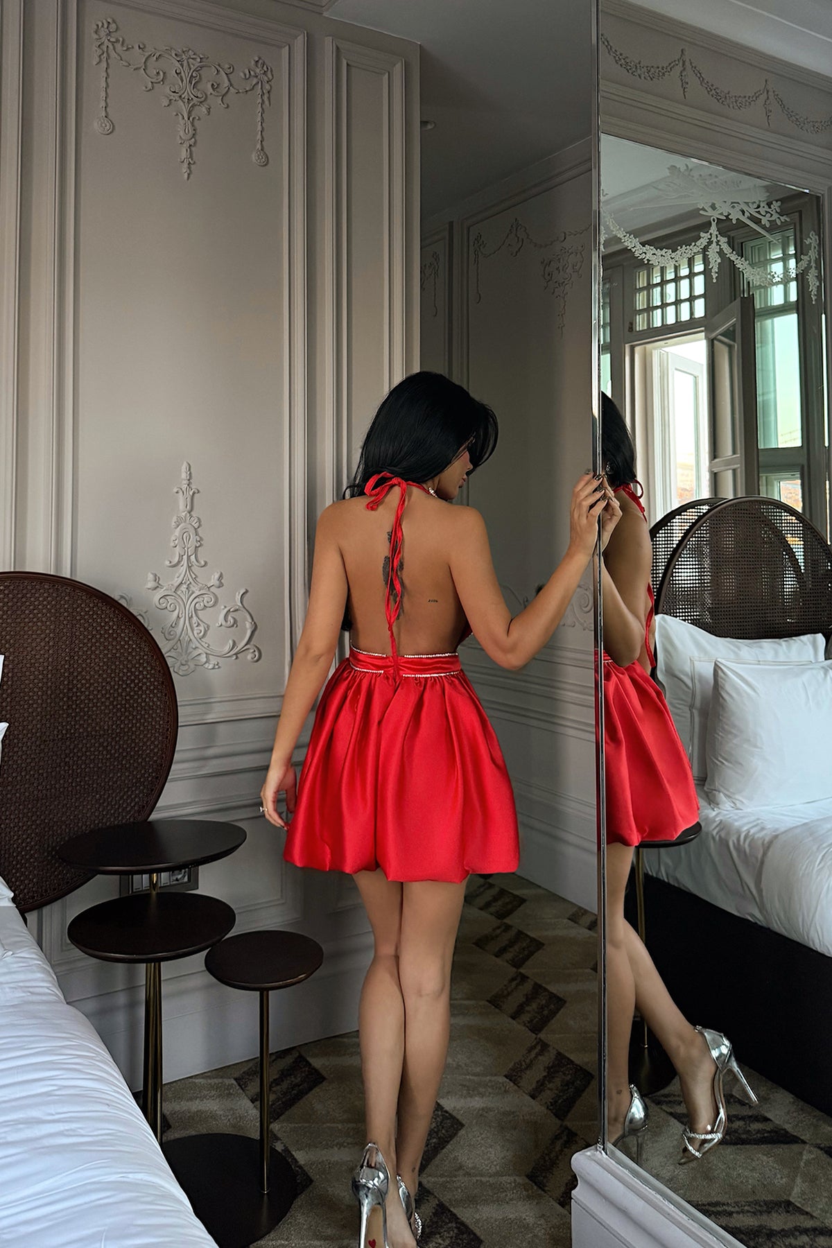 Kırmızı Doria Mini Dekolteli Elbise ATE-3363