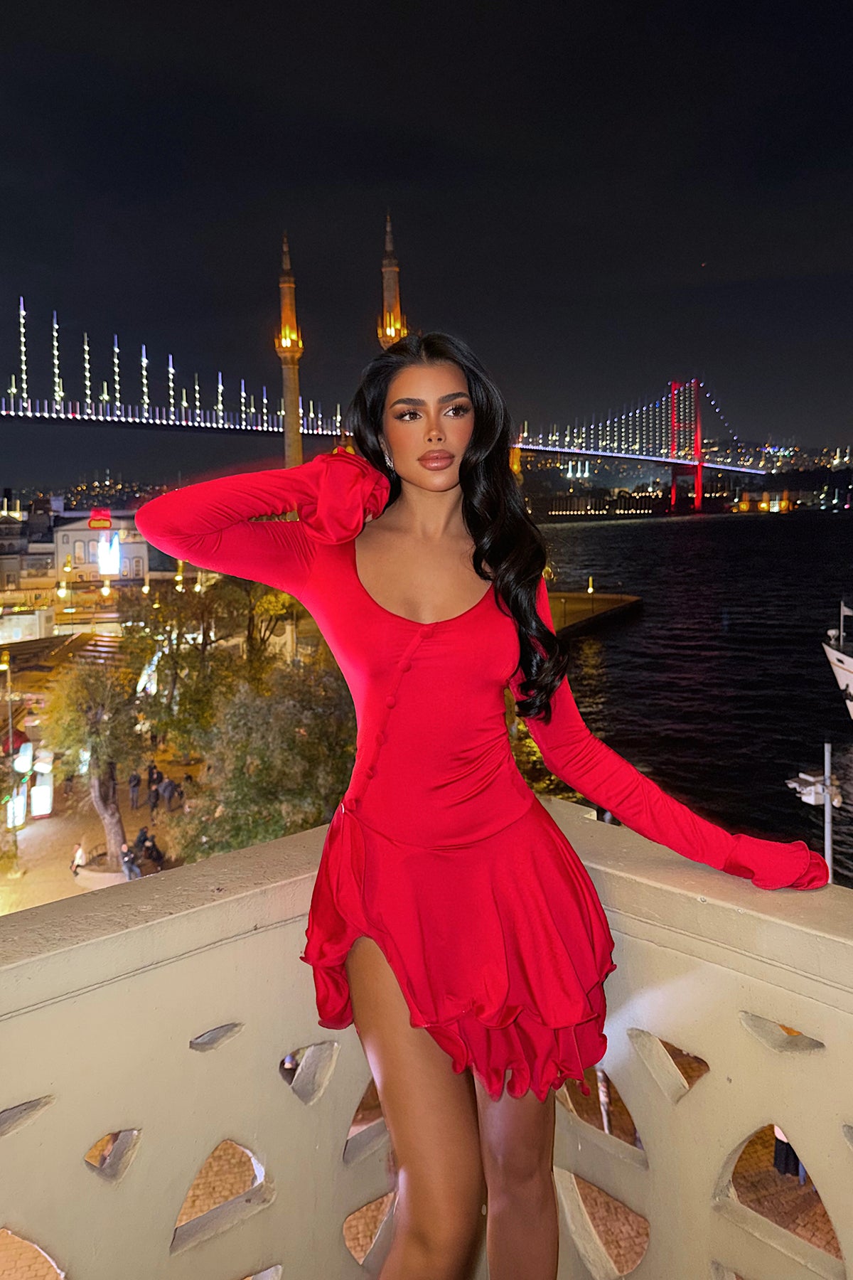 Kırmızı Taliah Mini Elbise ATE-4041