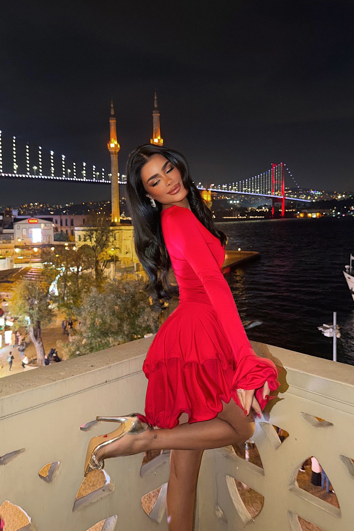 Kırmızı Taliah Mini Elbise ATE-4041