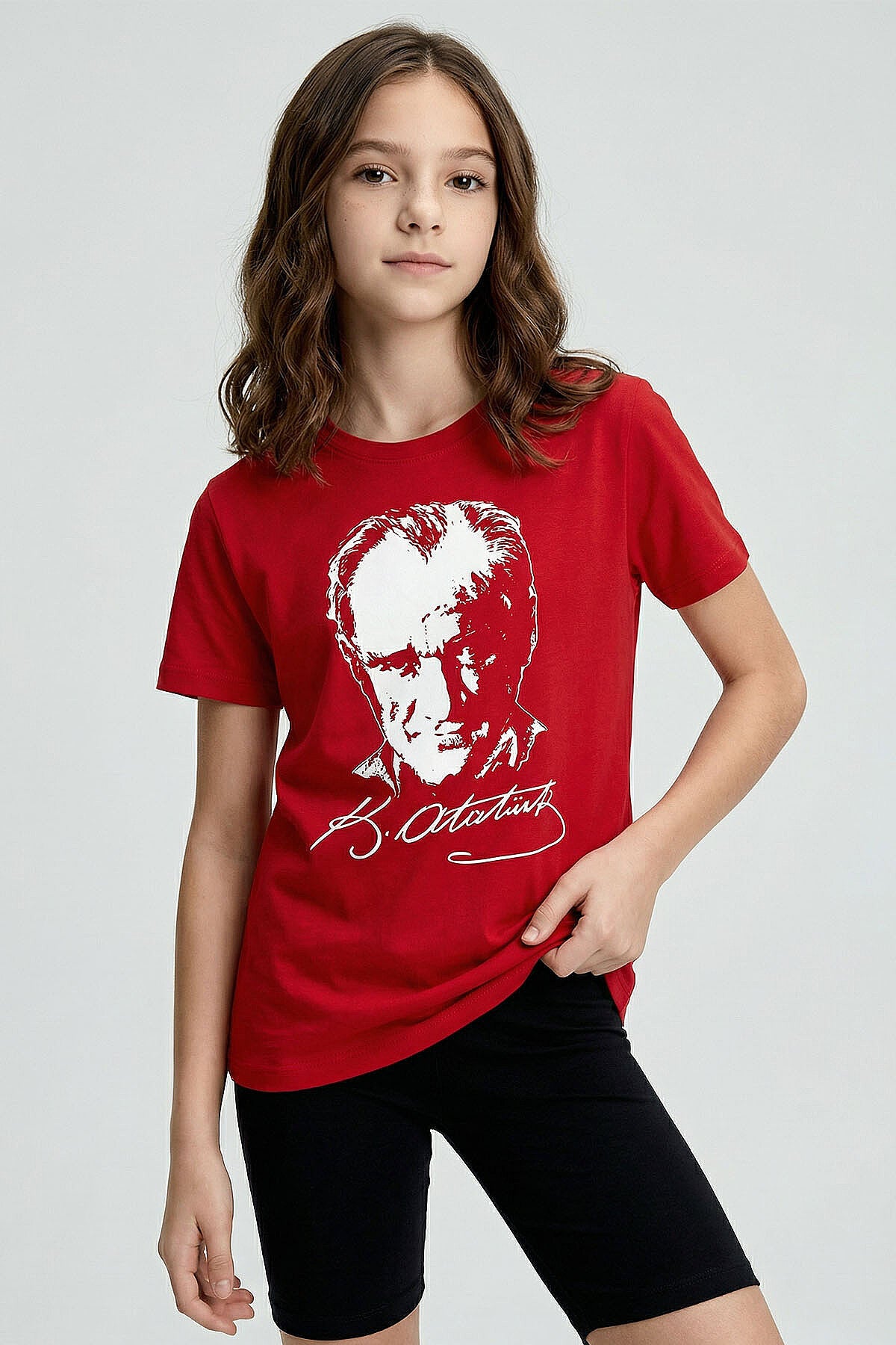Kırmızı Atatürk Baskılı Unisex Çocuk T-Shirt - 11332