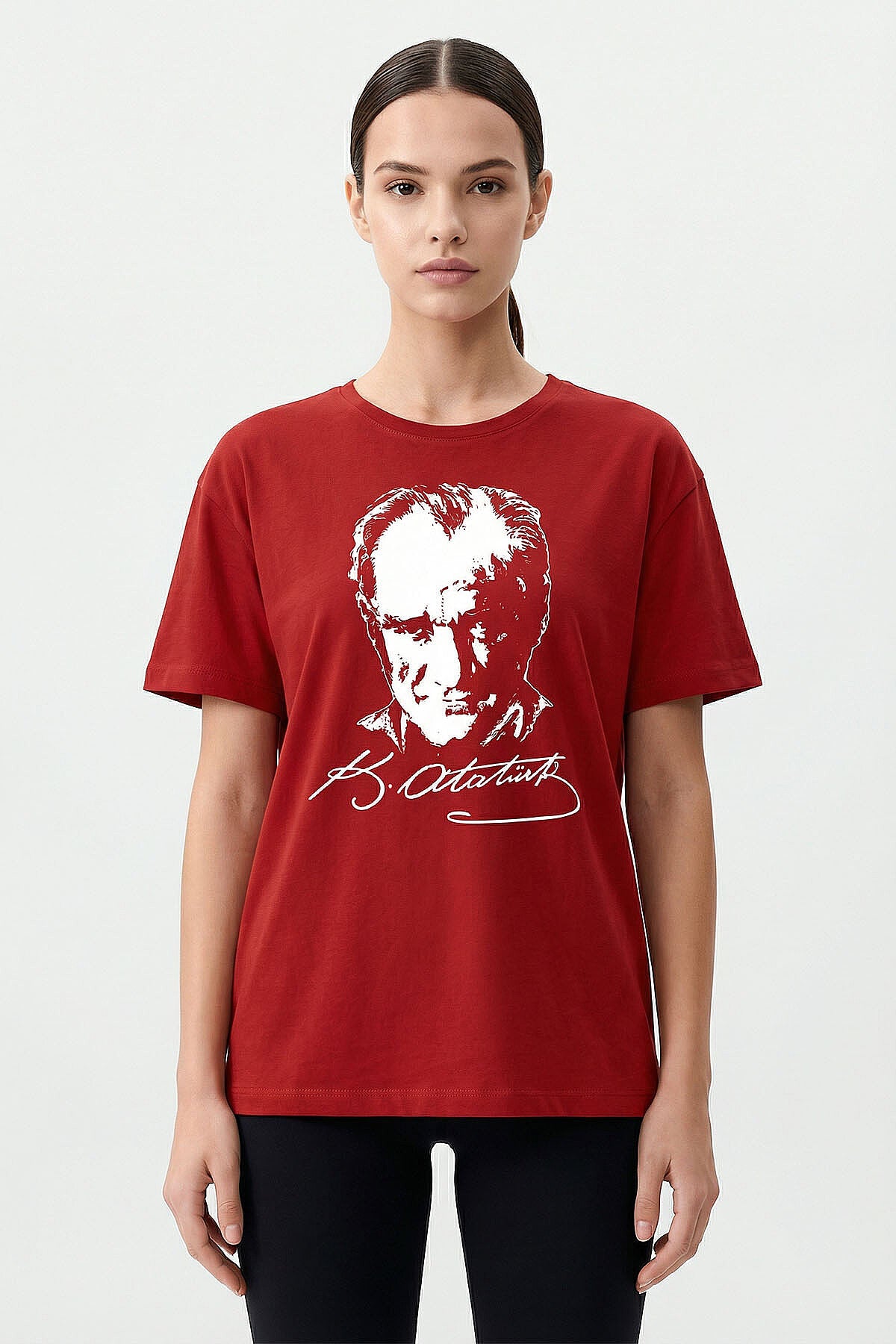 Kırmızı Ay Yıldız Baskılı Unisex T-Shirt - 88510