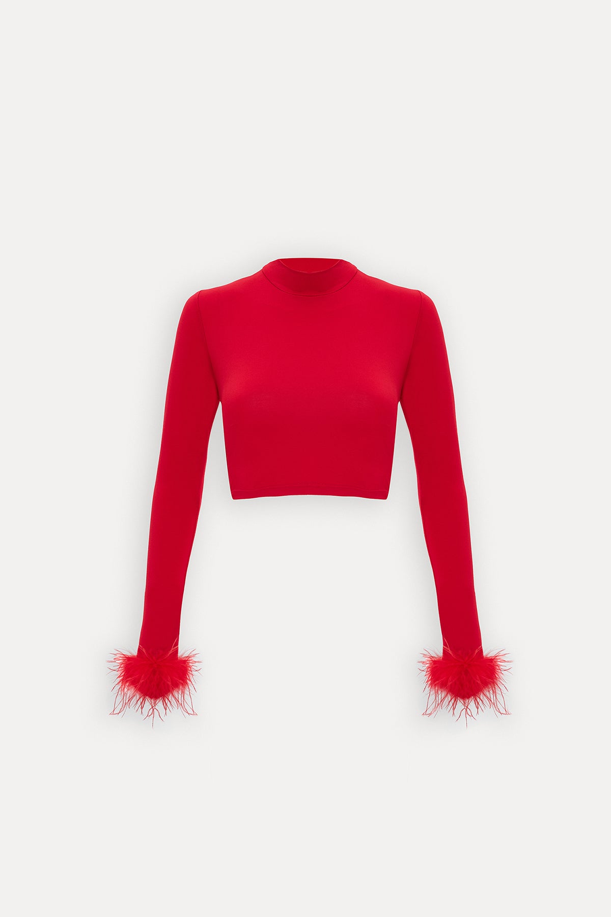 Kırmızı Genji Tüy Detay Bluz ATE-1612