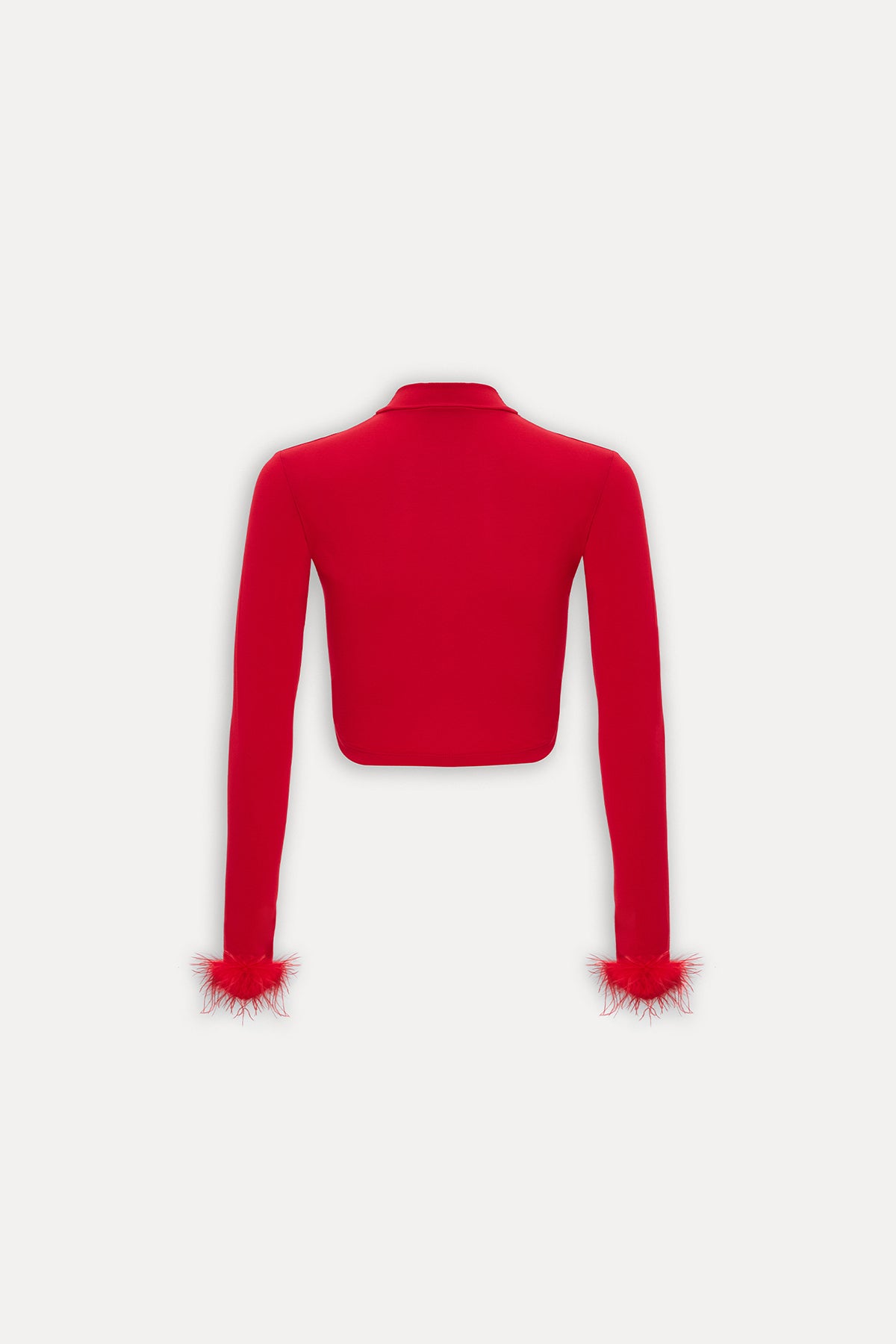 Kırmızı Genji Tüy Detay Bluz ATE-1612