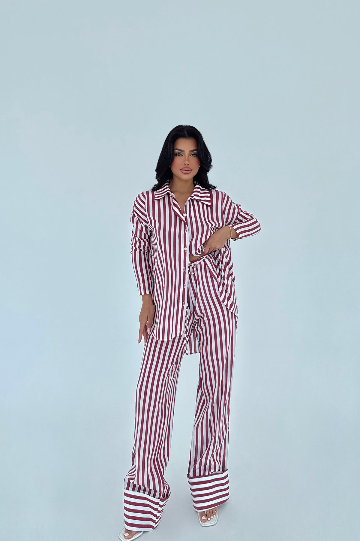 Kırmızı Aleida Çizgili Takım ATE-2756