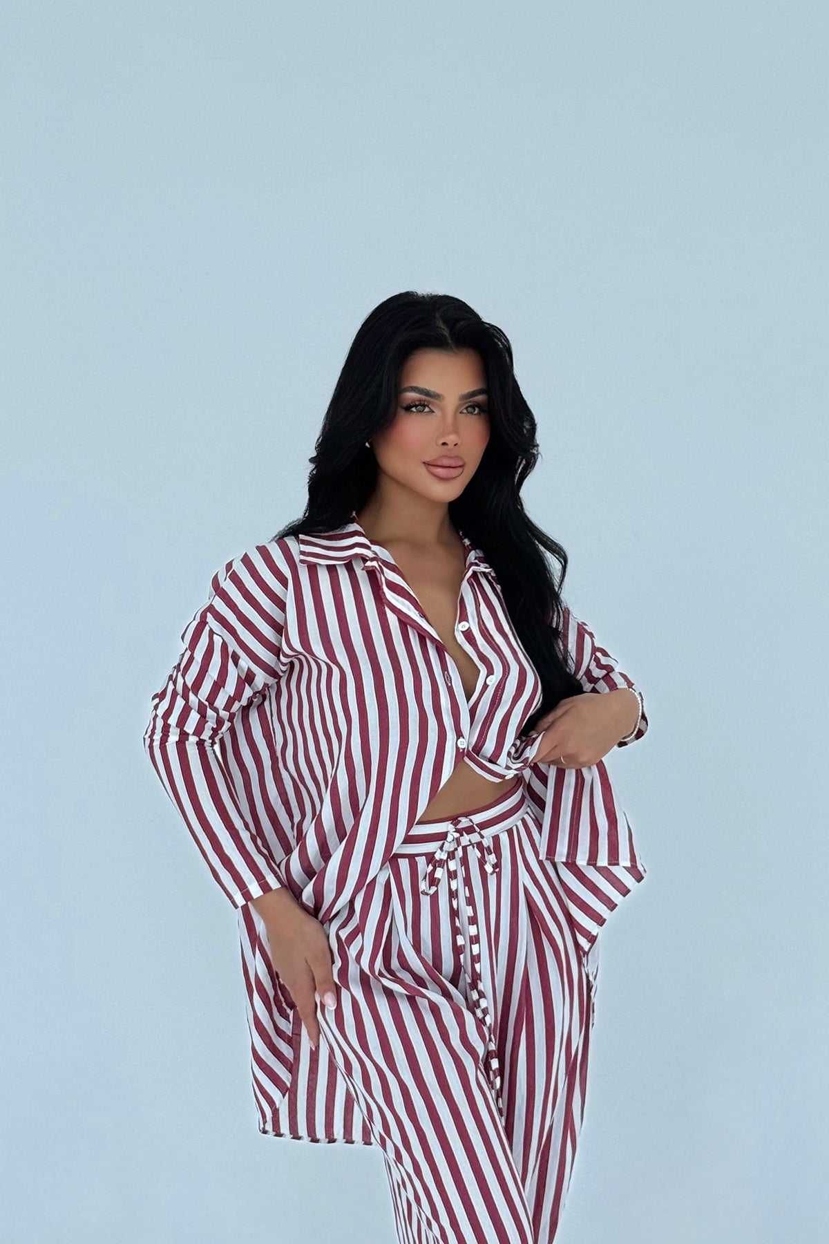 Kırmızı Aleida Çizgili Takım ATE-2756