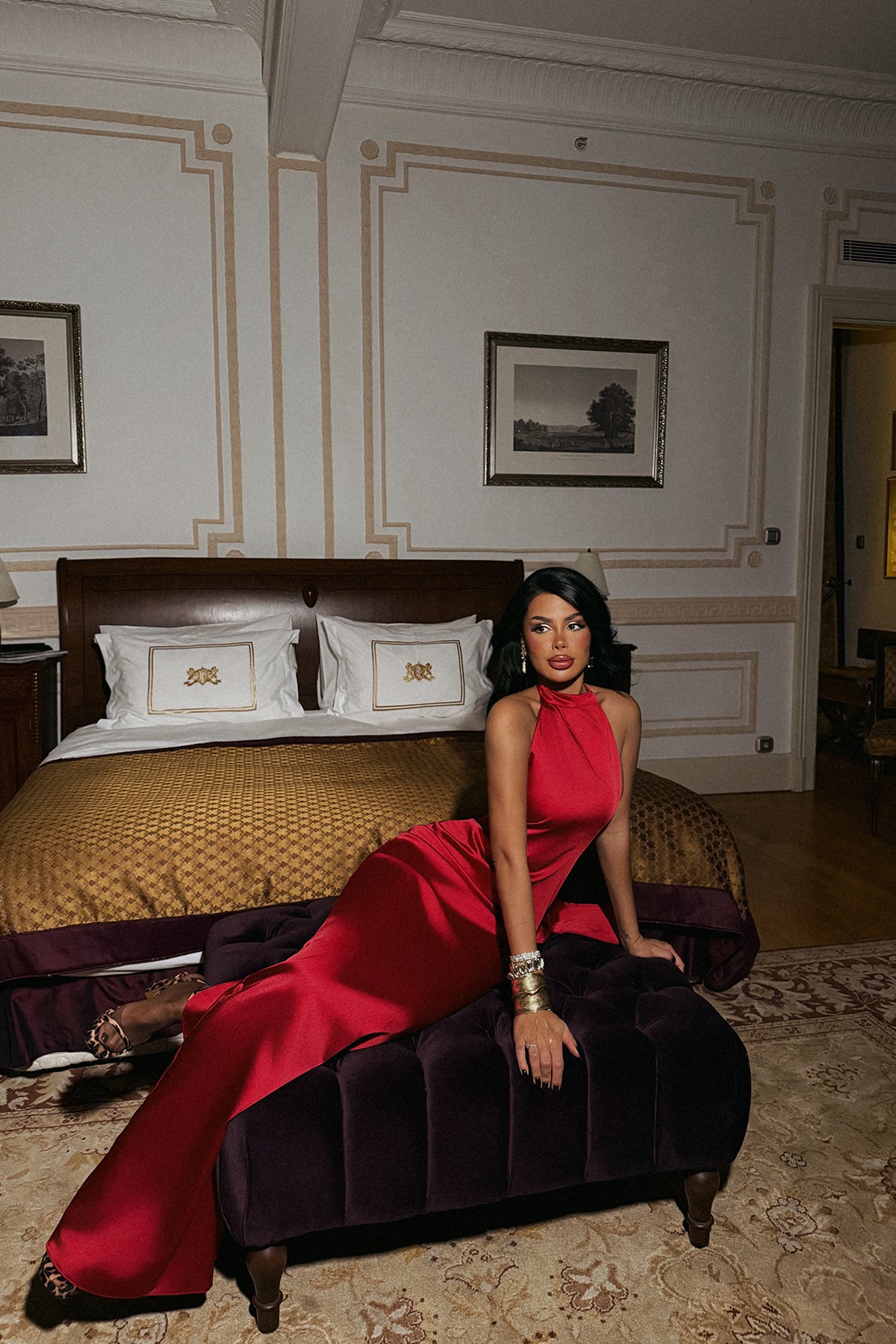 Kırmızı Aldonsa Sırt Dekolteli Elbise ATE-1318