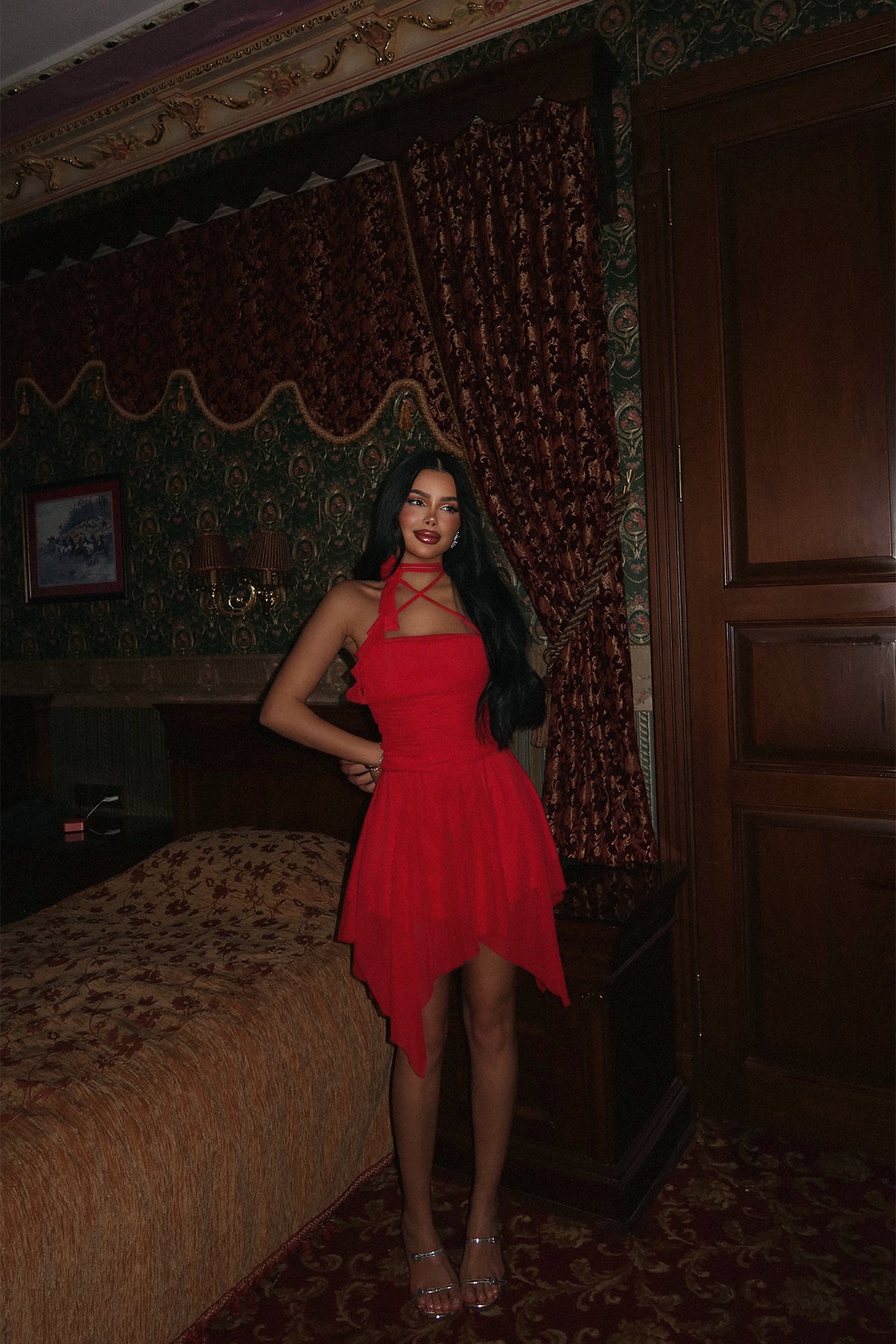 Kırmızı Delilah Mini Tül Elbise ATE-2419