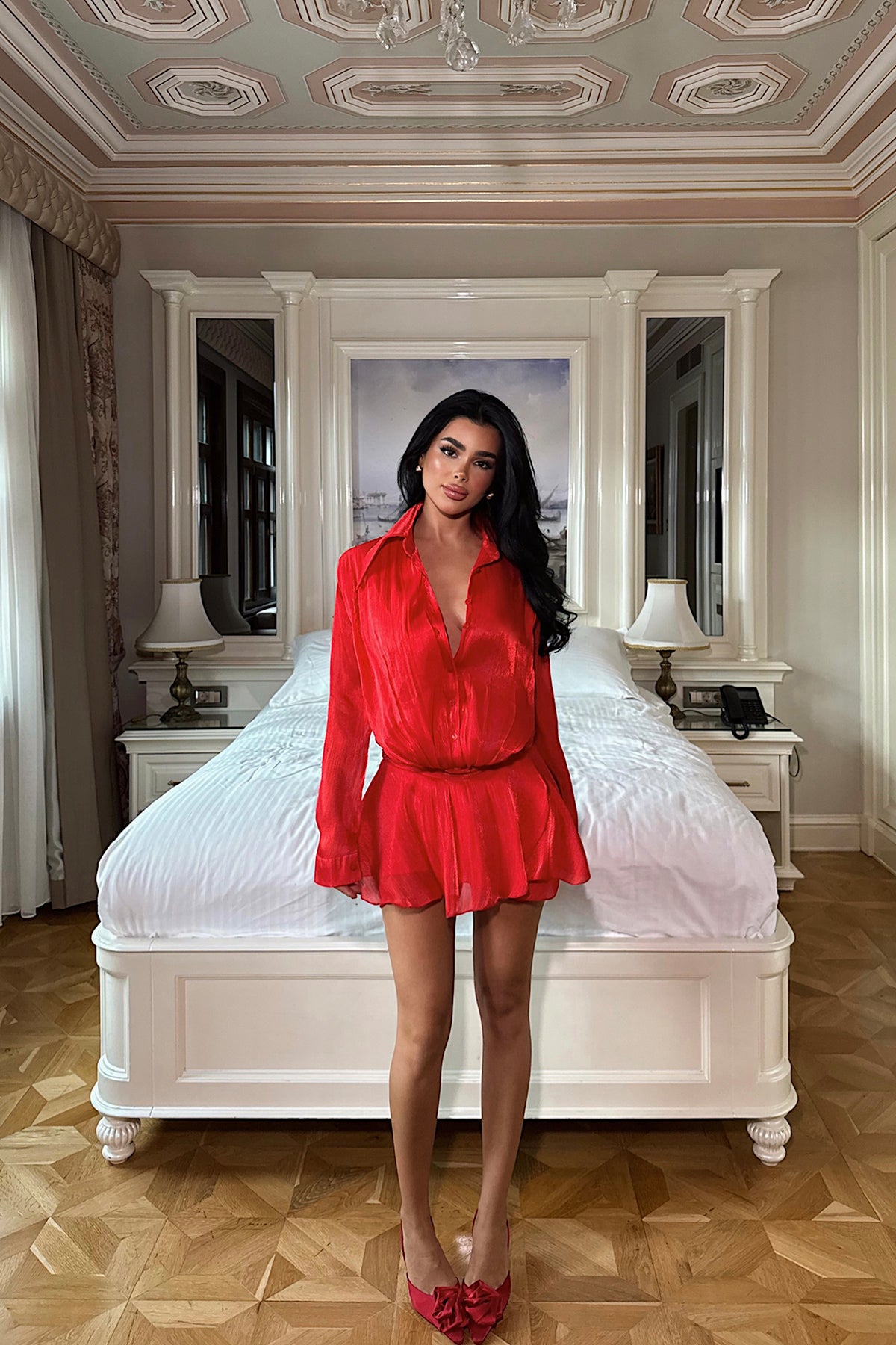 Kırmızı Nubyen Mini Elbise ATE-3649