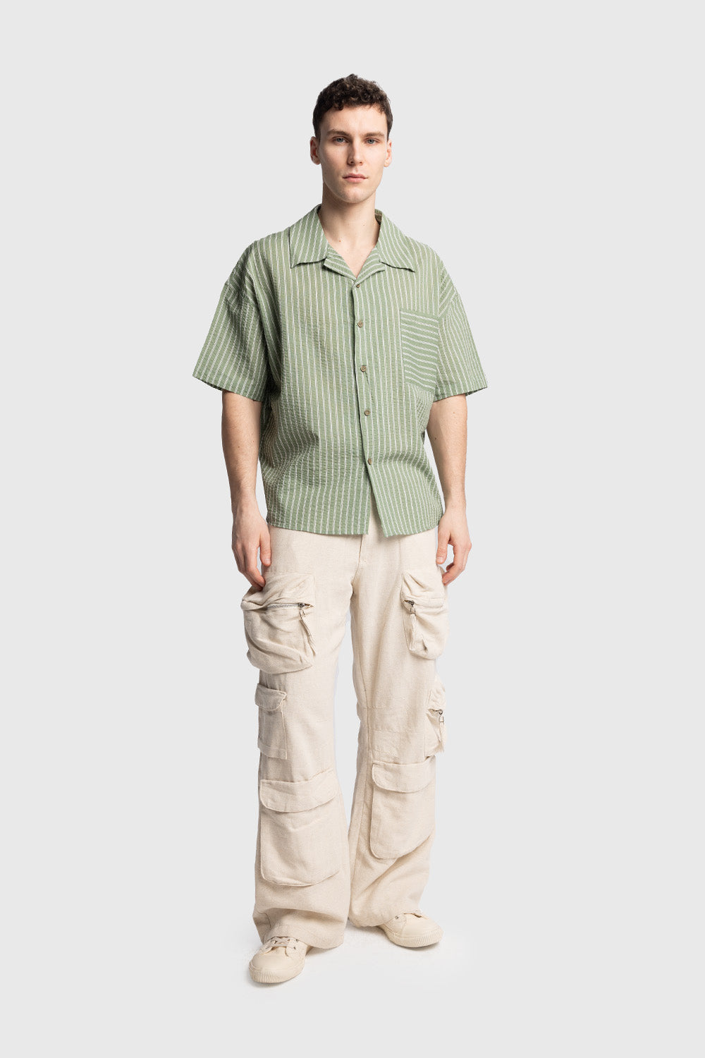 KISA KOLLU GOFRE GÖMLEK - HAKİ L