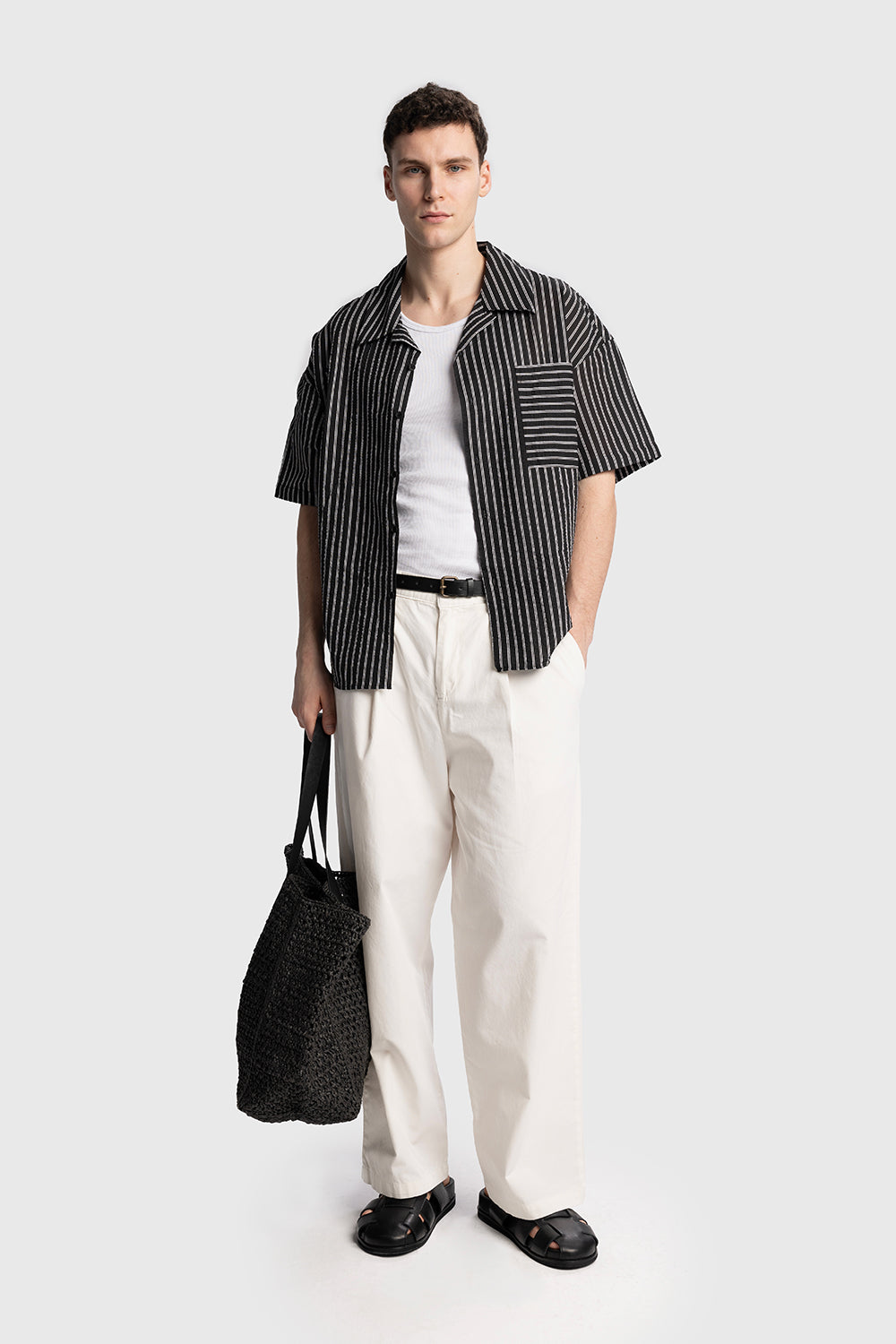 KISA KOLLU GOFRE GÖMLEK - SİYAH S