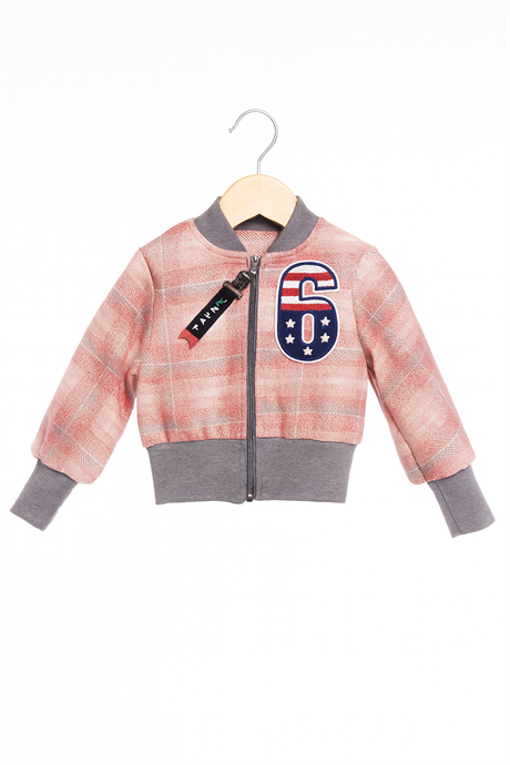 Kız Çocuk 6 Baskılı Astarlı Fermuarlı Ceket Pembe 4 Yaş