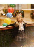 Girls' Blazer Denim Jacket White Shirt Plaid Skirt 3-Piece Set