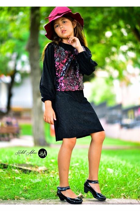 Girls’ Burgundy Sequin Velvet Evening Dress with Bolero