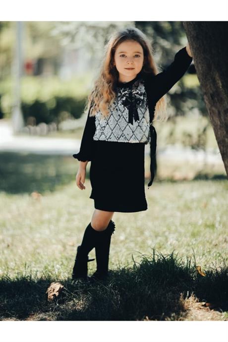 Girls’ Burgundy Sequin Velvet Evening Dress with Bolero