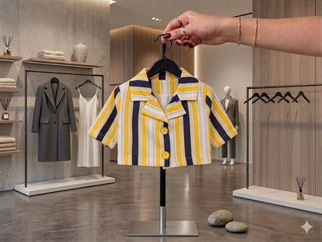 Kız Çocuk Çizgili Kısa Blazer Crop Ceket
