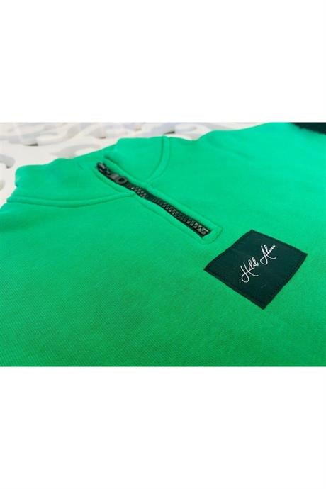 Kız Çocuk Fermuarlı Dik Yaka Sweatshirt Eşofman Takımı Yeşil 10 Yaş