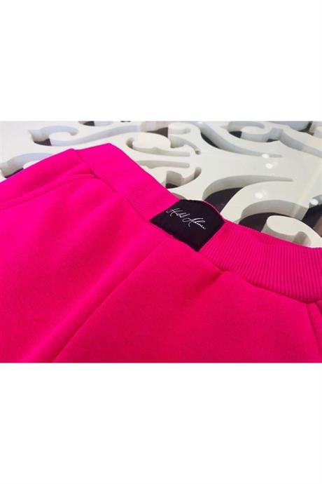 Kız Çocuk Fermuarlı Dik Yaka Sweatshirt Eşofman Takımı Fuşya 12 Yaş