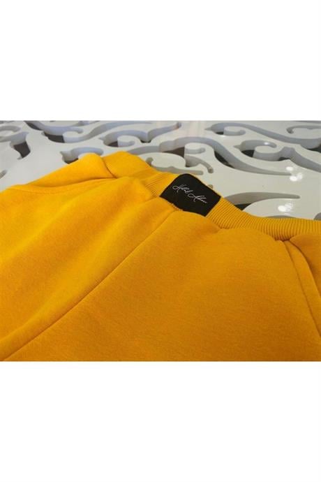 Kız Çocuk Fermuarlı Dik Yaka Sweatshirt Eşofman Takımı Sarı 12 Yaş