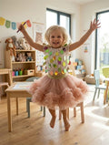 Girl's Puffy Tutu Skirt and Large Sequin Blouse Party 2-Piece Set
