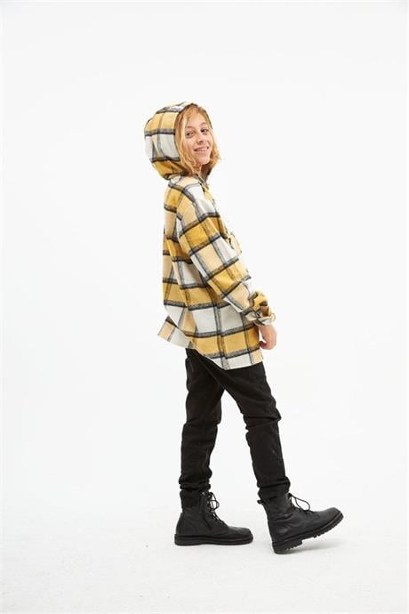 Unisex Oversize Oduncu Kumaş Ceket Sarı 10 Yaş