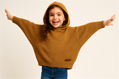 Kız Çocuk Kapüşonlu Sweatshirt Hardal 4 Yaş