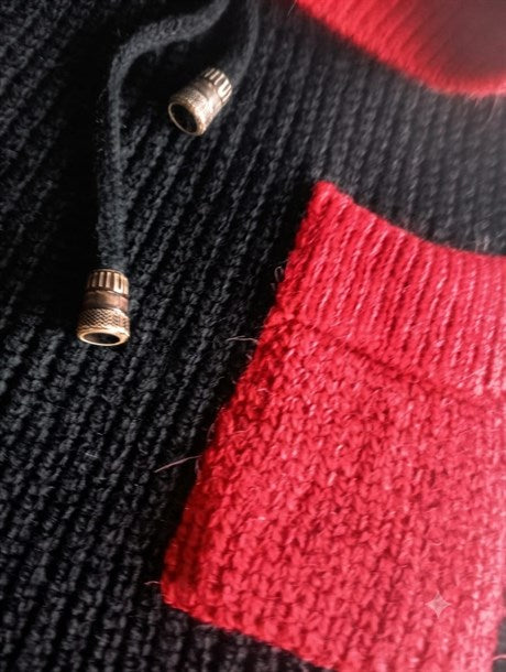 Kız Çocuk Kapüşonlu Triko Sweatshirt Renkli Cepli Etek 2'lü Takım