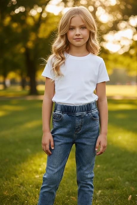 Kız Çocuk Kot Pantolon Mavi 6 Yaş