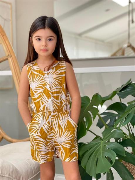Kız Çocuk Sarı Şort Tulum SARI 6 Yaş
