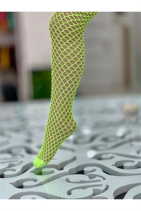 Kız Çocuk File Külotlu Çorap 2li NEON SARI 4 Yaş