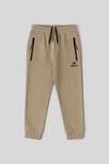 Dark Beige Zip-Up Standard Fit Thin Boys' Sweatpants - 64042
