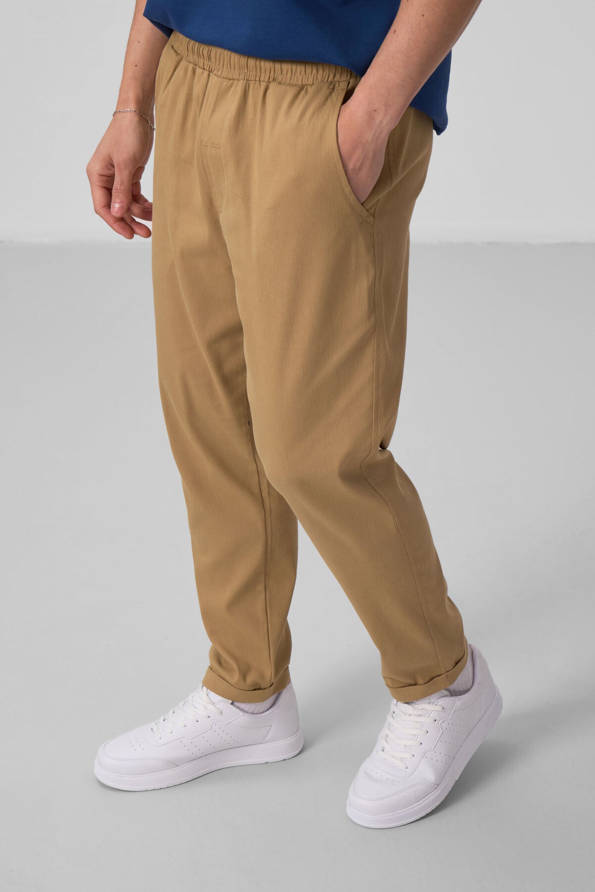 Koyu Bej Standart Fit Dokuma Hafif Esnek Chino Erkek Pantolon - 82175