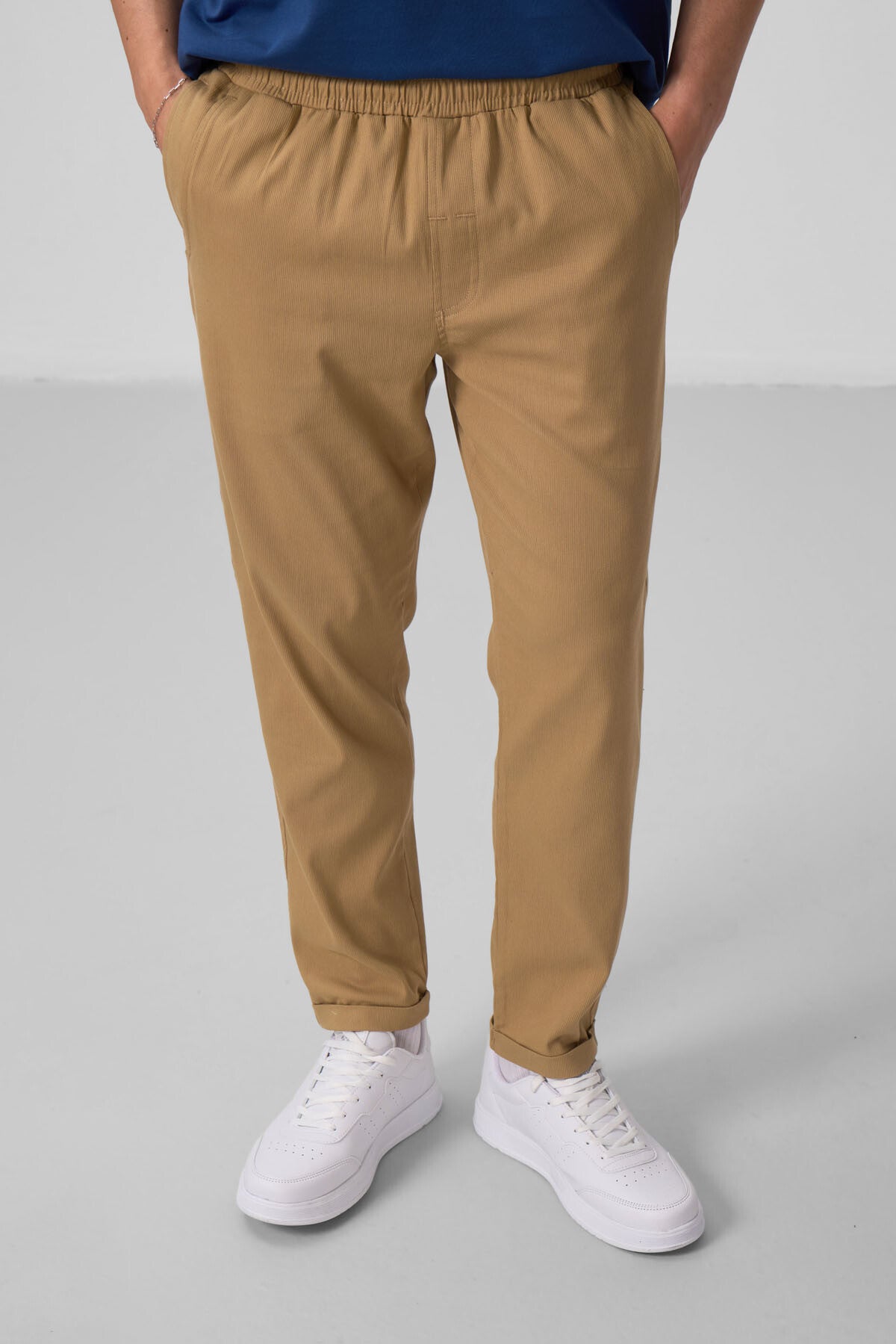 Koyu Bej Standart Fit Dokuma Hafif Esnek Chino Erkek Pantolon - 82175