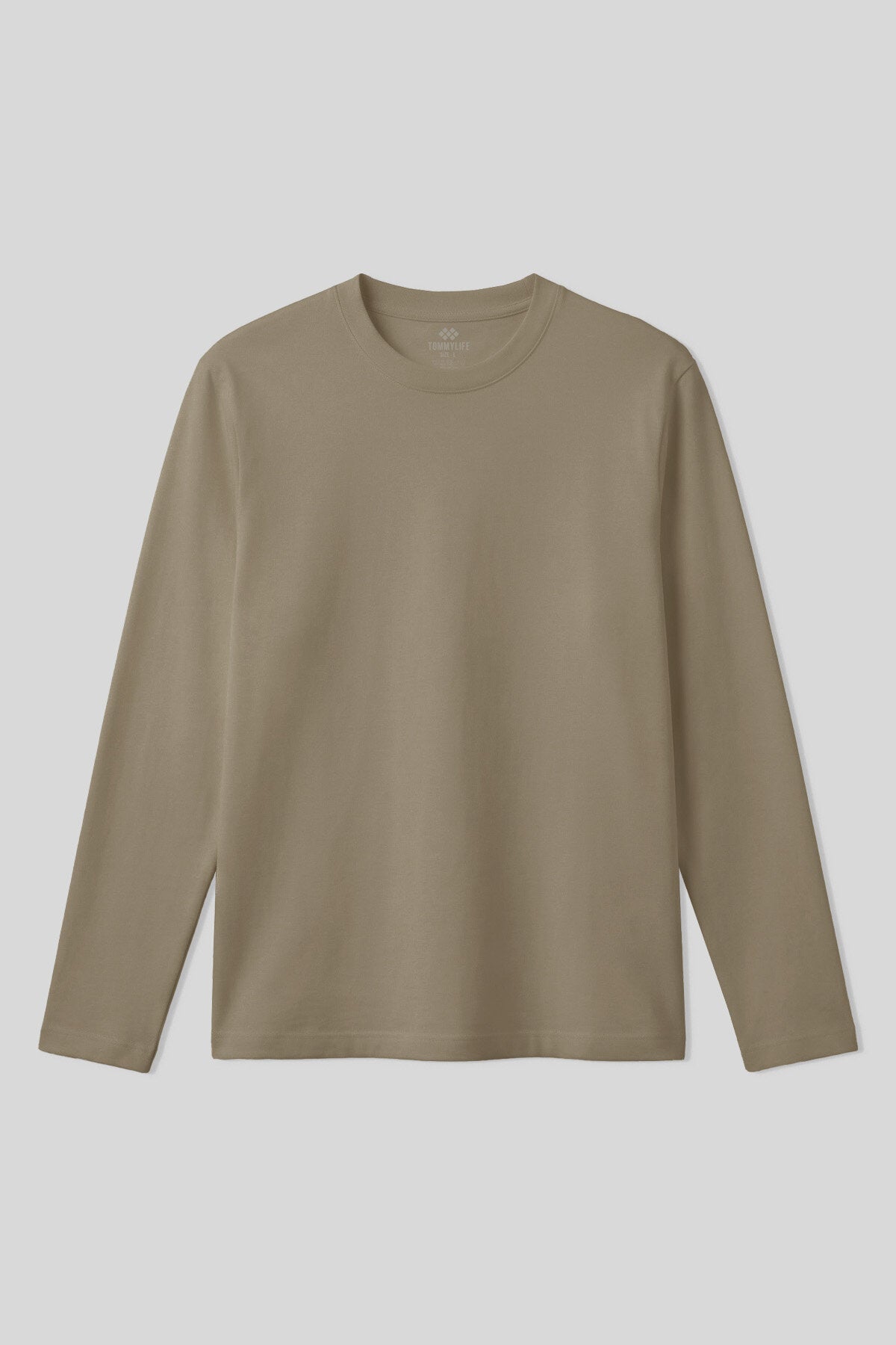 Koyu Bej Standart Fit Basic O Yaka Uzun Kollu İnce Erkek T-Shirt - 87997