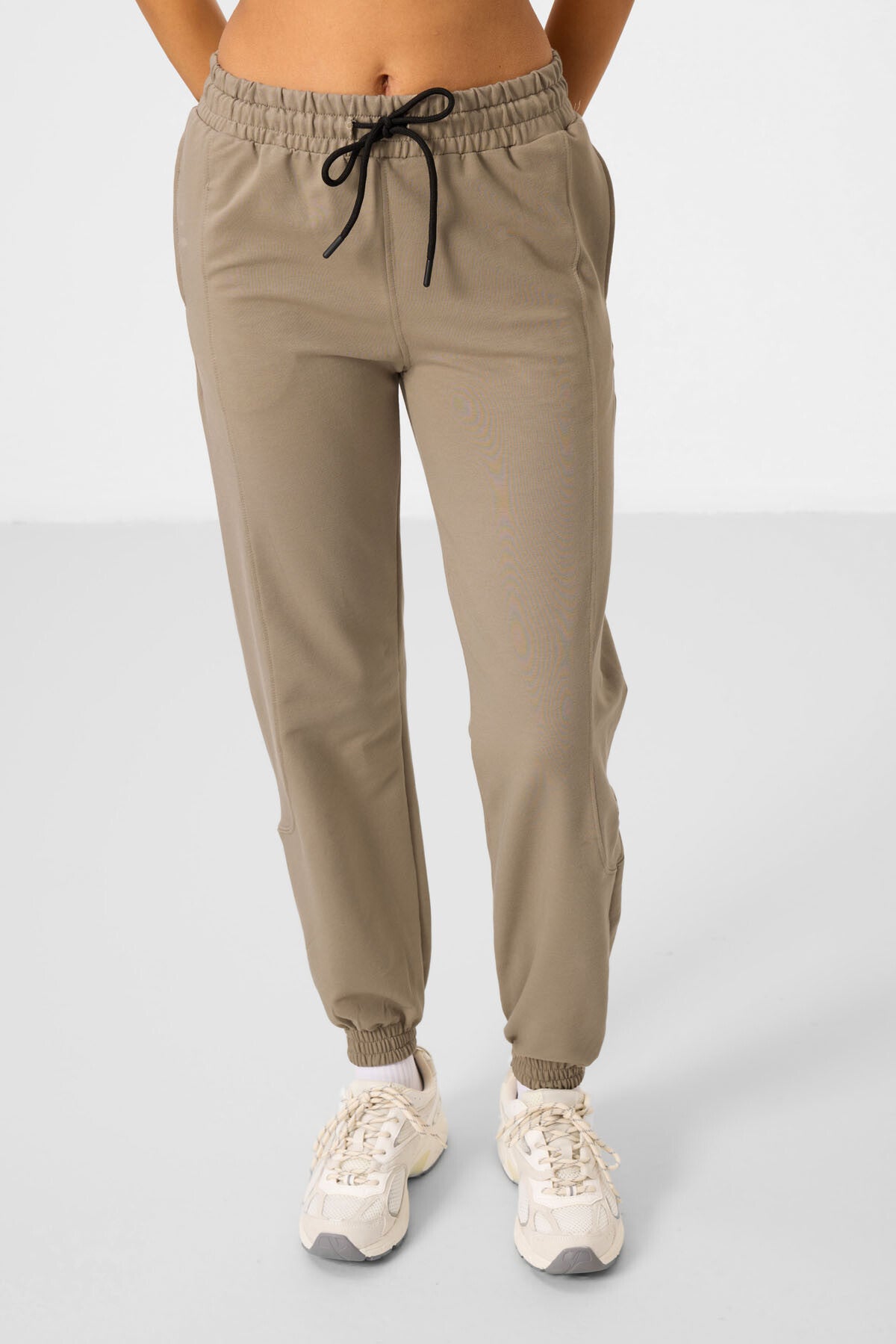 Koyu Bej O Yaka Basic Oversize Kadın Eşofman Tunik Takım - 95347