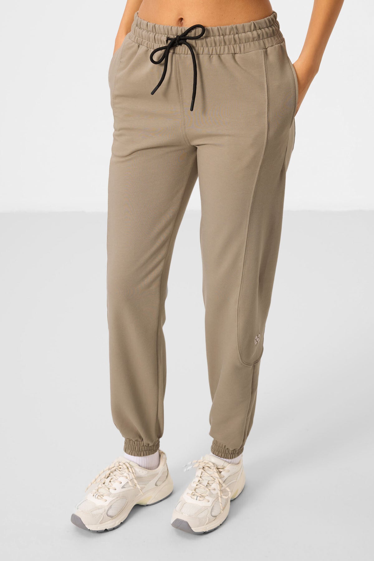 Koyu Bej O Yaka Basic Oversize Kadın Eşofman Tunik Takım - 95347