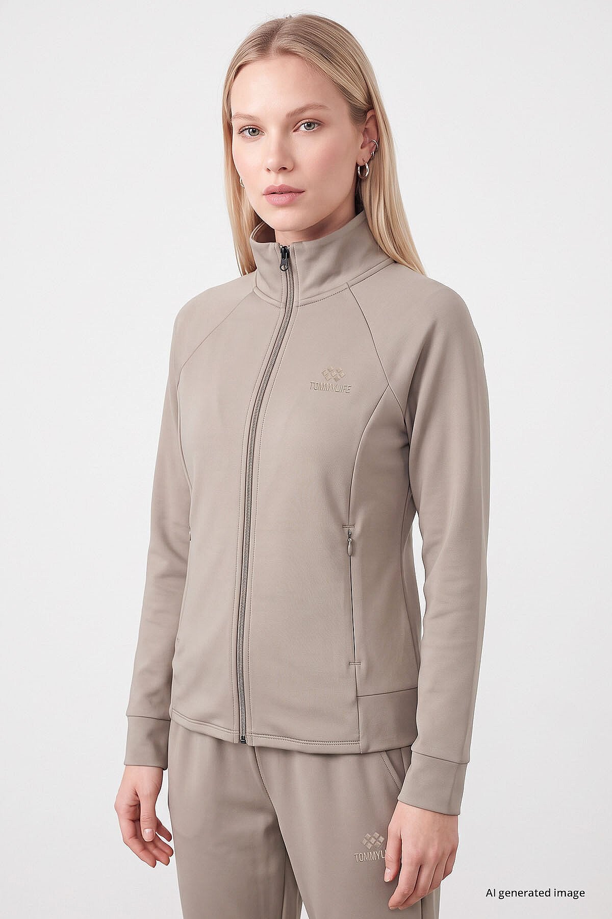Koyu Bej Slim Fit Kadın Eşofman Takım - 95357