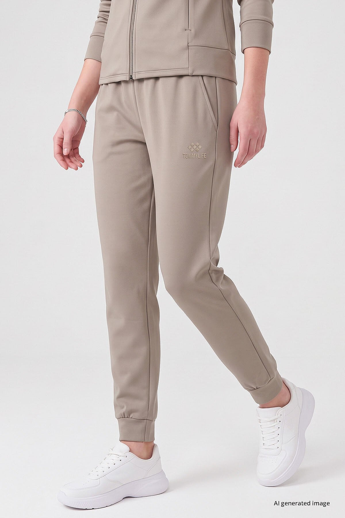 Koyu Bej Slim Fit Kadın Eşofman Takım - 95357