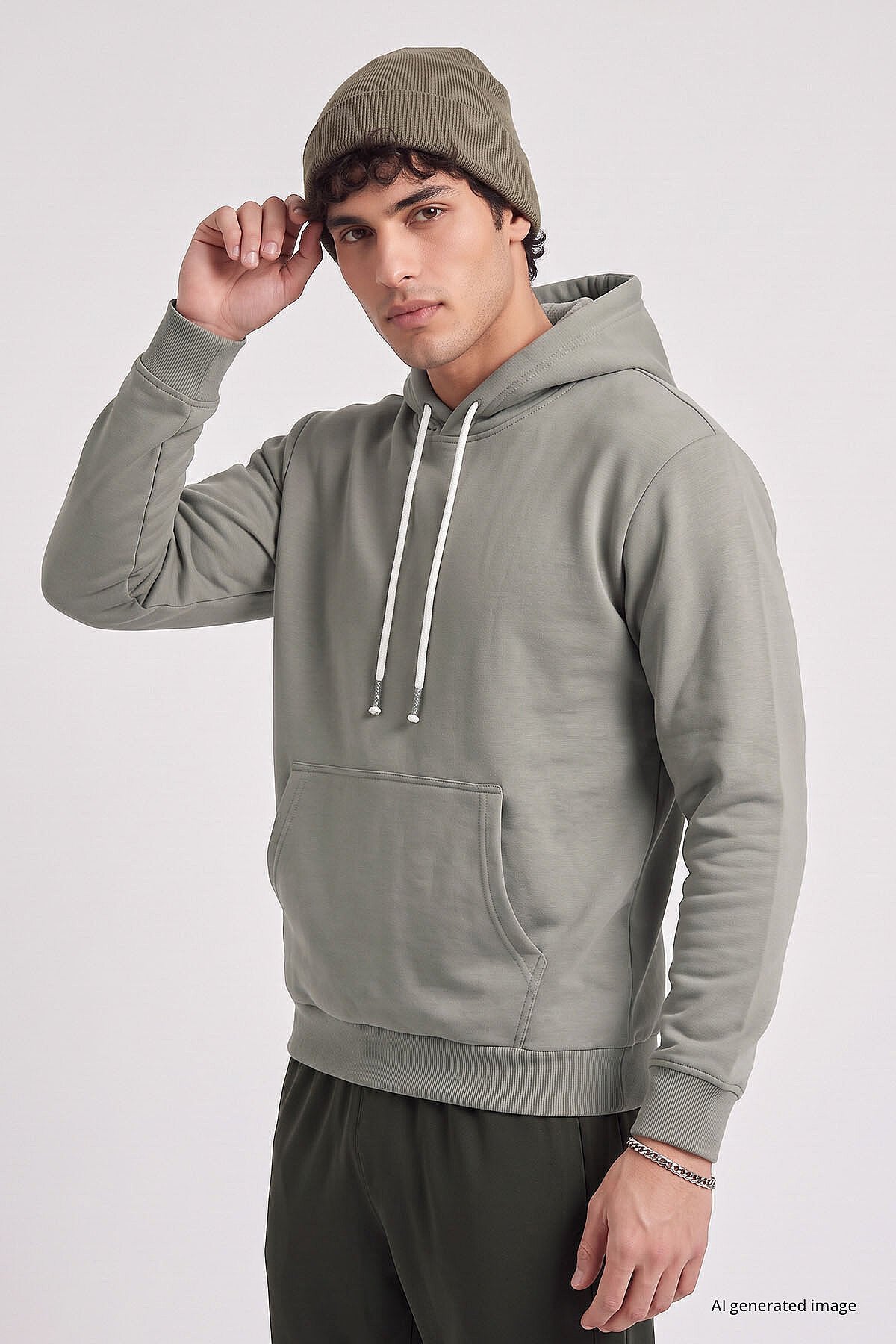 Koyu Bej Standart Kalıp Basic Erkek Sweatshirt - 88513