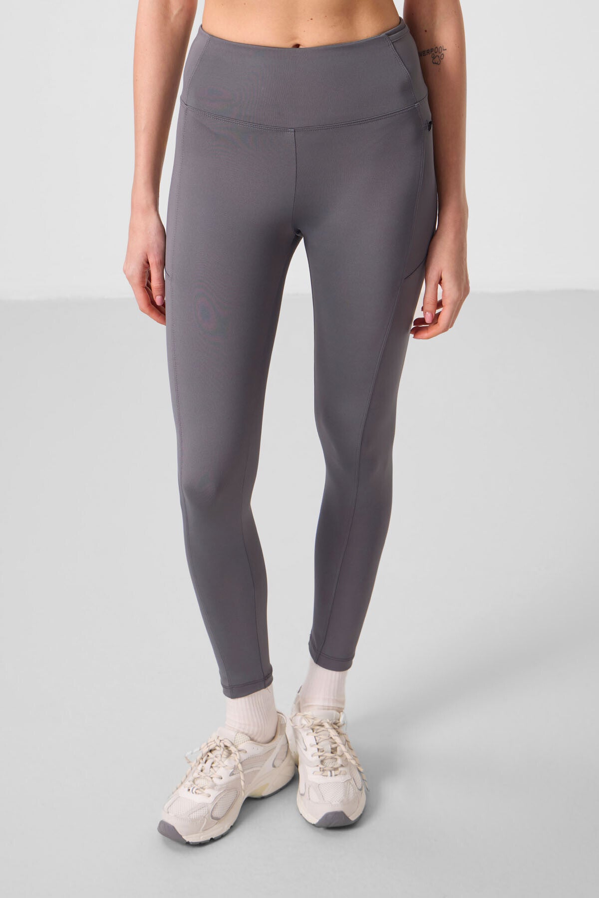 Koyu Gri Esnek Standart Fit Performans Kadın Tayt - 94667