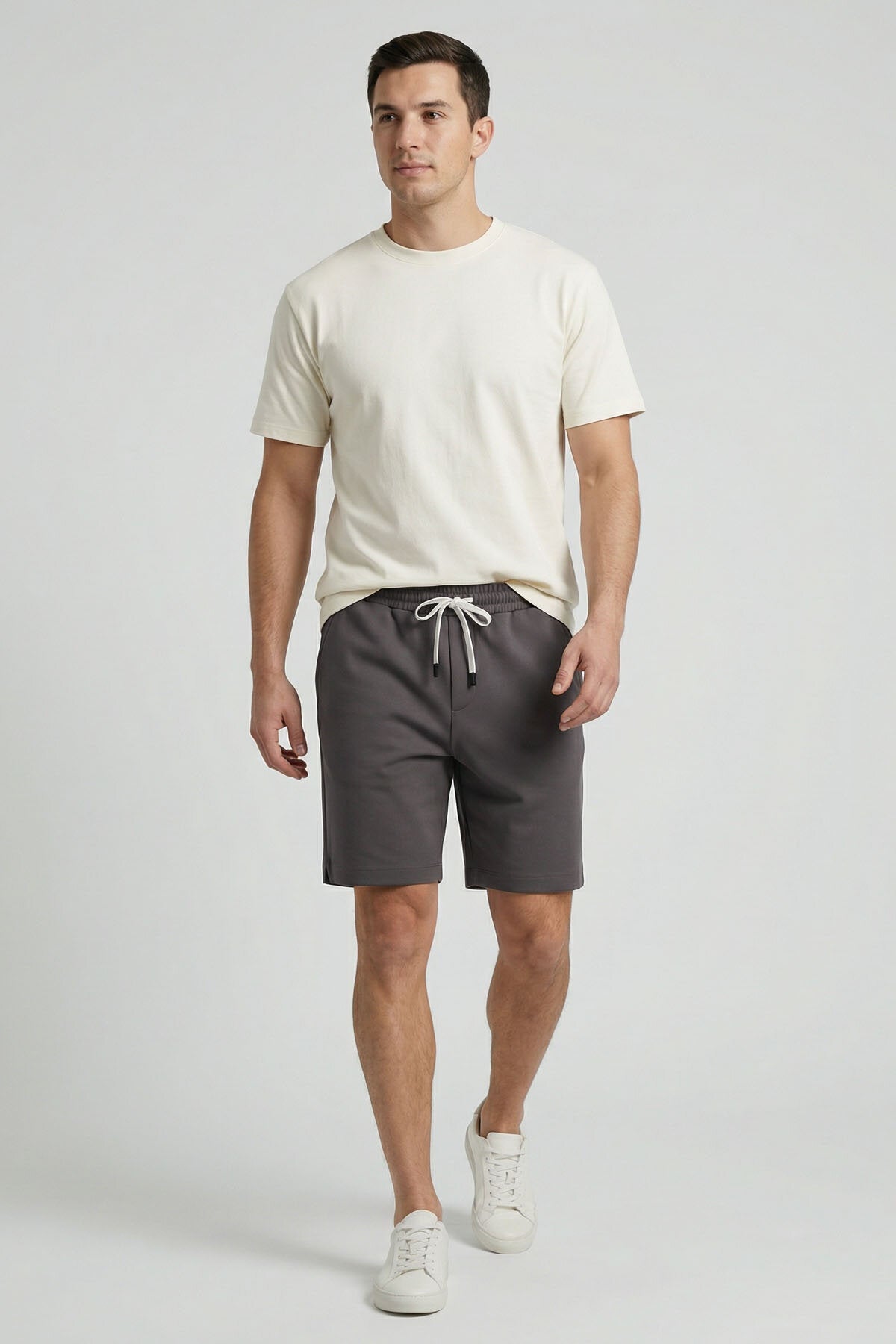 Koyu Gri Standart Fit Basic Arka Cepli Erkek Şort - 88314