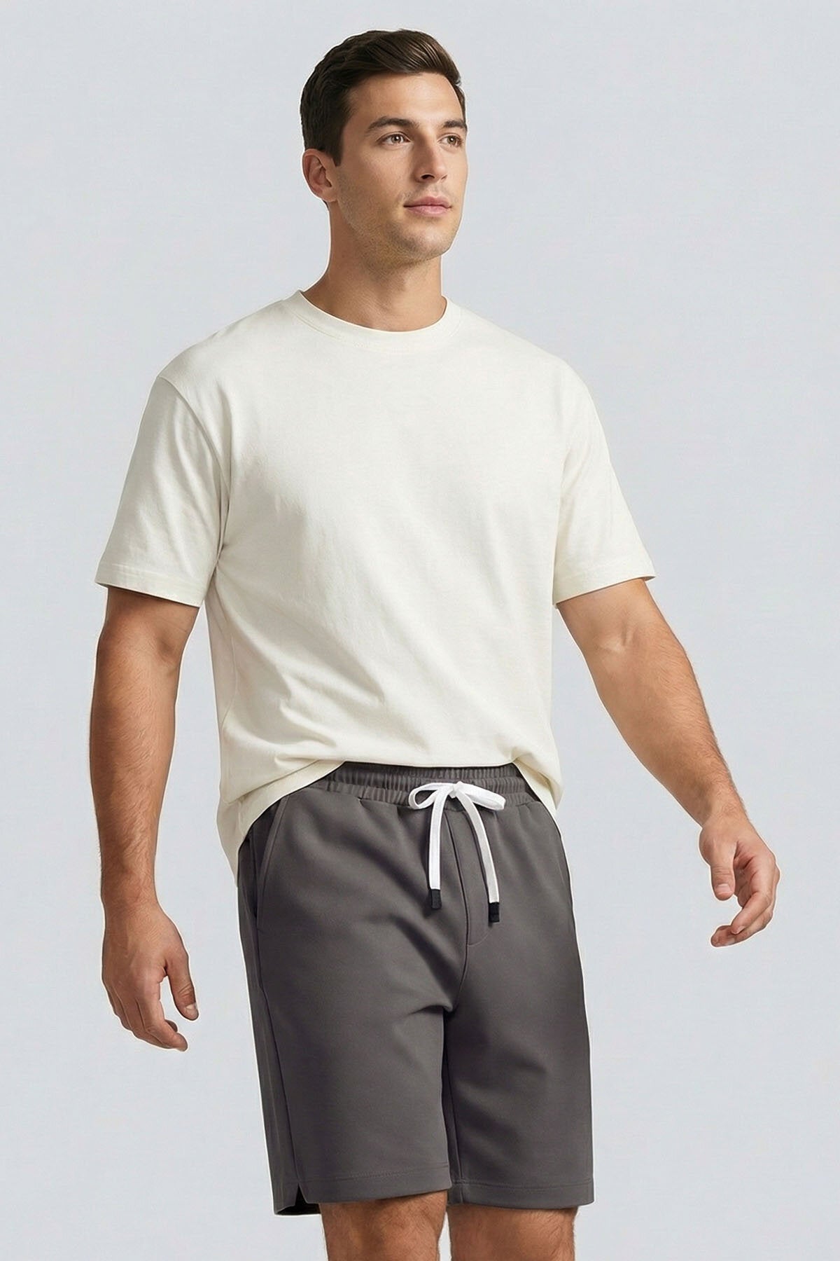Koyu Gri Standart Fit Basic Arka Cepli Erkek Şort - 81314