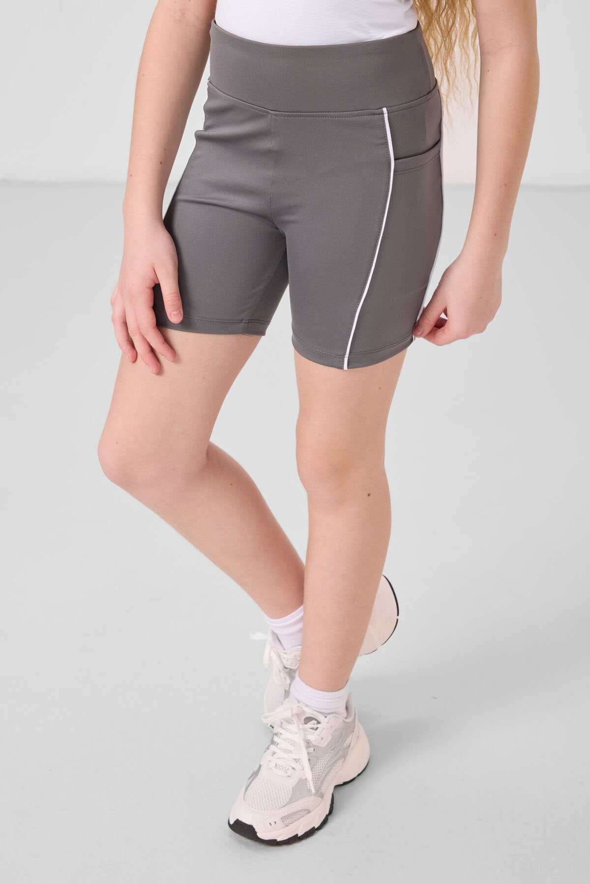 Koyu Gri Esnek Standart Fit Basic Performans Kız Çocuk Tayt - 75189