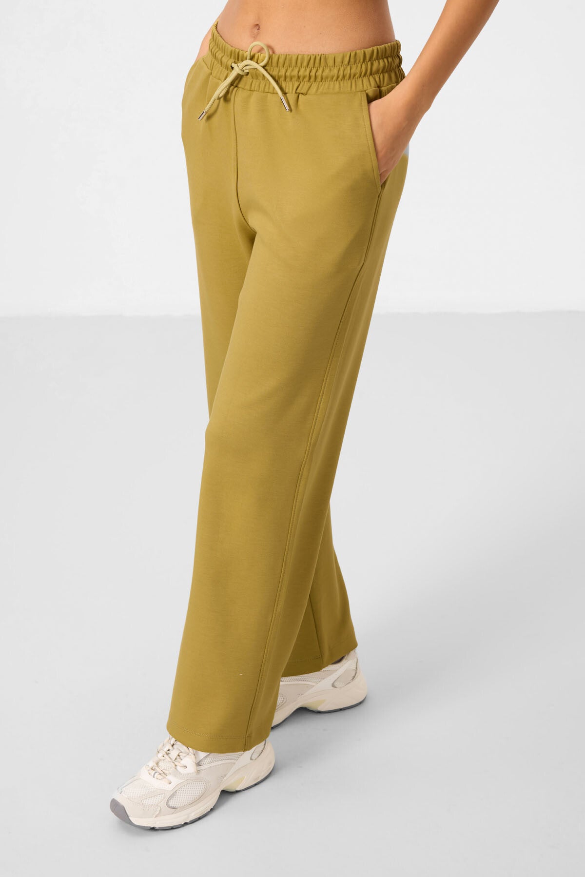 Koyu Hardal Yumuşak Dokulu Kapüşonlu Oversize Kadın Eşofman Tunik Takım - 95348